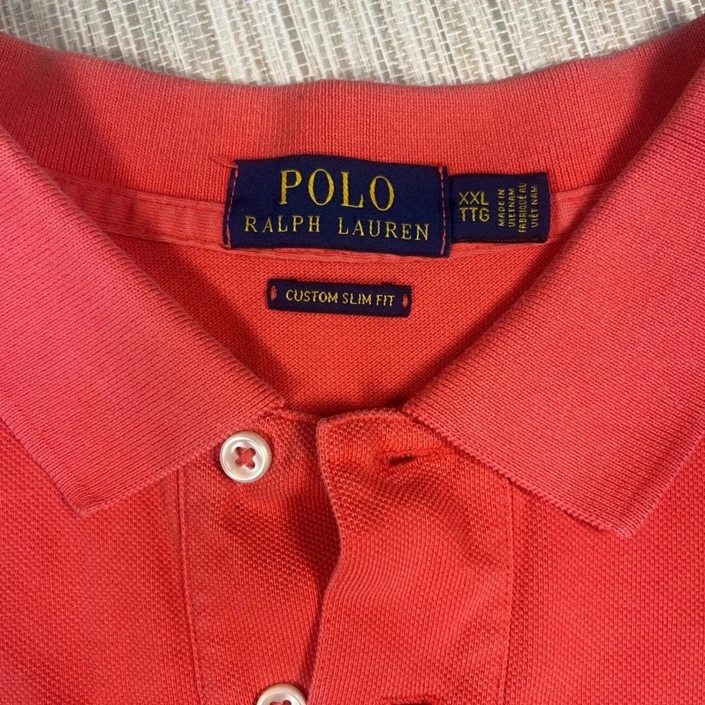 Polo by Ralph Lauren Men's Red Polo Shirt with Blue Logo - Picture 2 of 9
